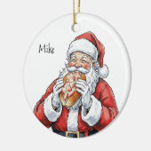 Personalized Santa eating lobster roll Ornament セラミックオーナメント (左)