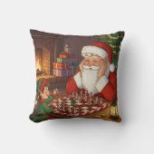 Personalized Santa & Elf Chess Game Christmas クッション (正面)