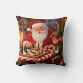 Personalized Santa & Elf Chess Game Christmas クッション (正面)