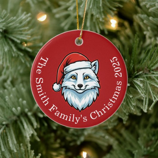 Personalized Santa Fox Ceramic Christmas Ornament  セラミックオーナメント (ツリー)