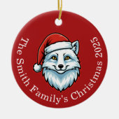 Personalized Santa Fox Ceramic Christmas Ornament  セラミックオーナメント (正面)