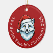 Personalized Santa Fox Ceramic Christmas Ornament  セラミックオーナメント (左)