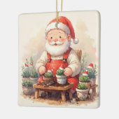 Personalized Santa Gardener Succulent Christmas セラミックオーナメント (左)