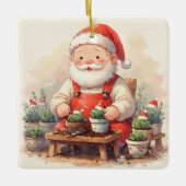 Personalized Santa Gardener Succulent Christmas セラミックオーナメント (正面)