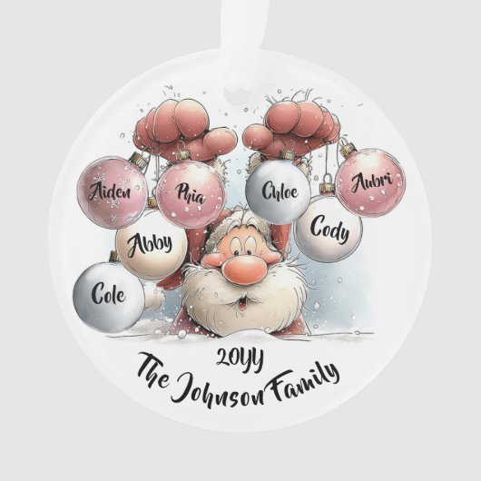 Personalized Santa in Snow Acrylic Ornament オーナメント (正面)