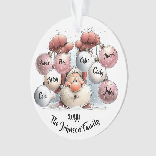 Personalized Santa in Snow Acrylic Ornament オーナメント (正面)