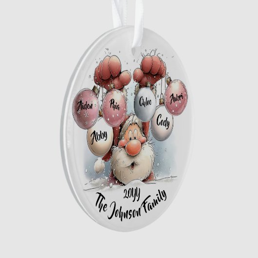 Personalized Santa in Snow Acrylic Ornament オーナメント (正面)