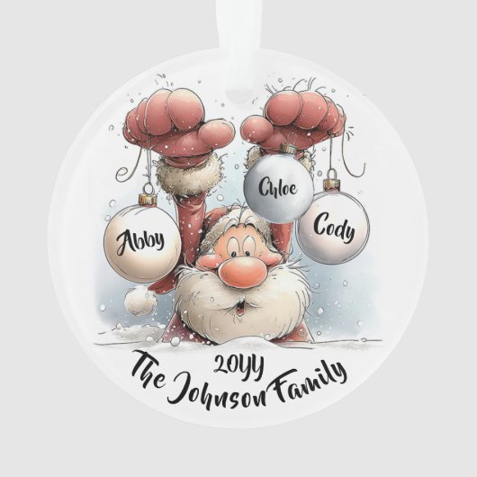 Personalized Santa in Snow Acrylic Ornament オーナメント (裏面)