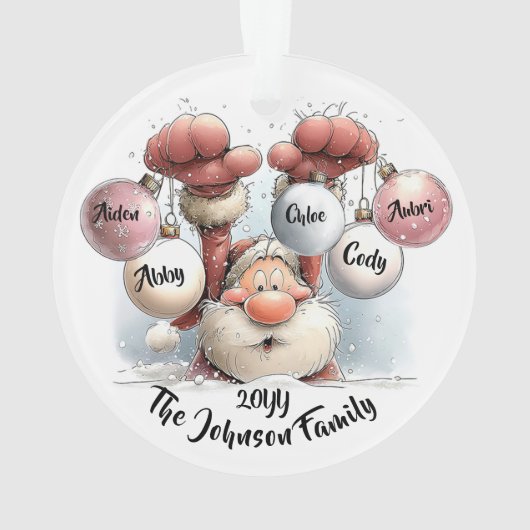 Personalized Santa in Snow Acrylic Ornament オーナメント (裏面)
