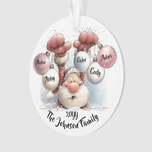 Personalized Santa in Snow Acrylic Ornament オーナメント (正面)