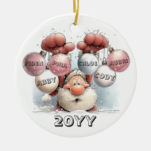 Personalized Santa in Snow Ceramic Ornament  セラミックオーナメント (正面)