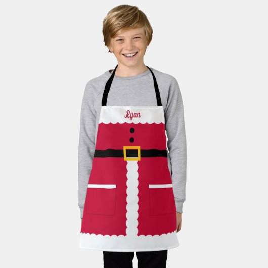 Personalized Santa Kid Christmas Apron エプロン (着用した状態)