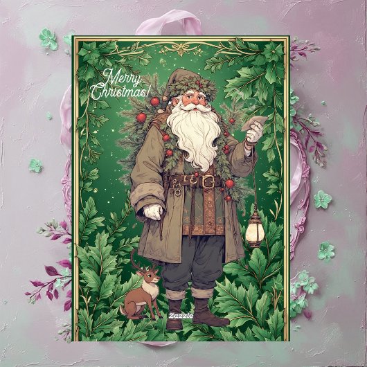 Personalized Santa Letter North Pole Greenery Xmas シーズンカード