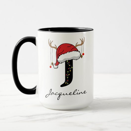 Personalized Santa Monogram Mug for Mom & Dad マグカップ (左)