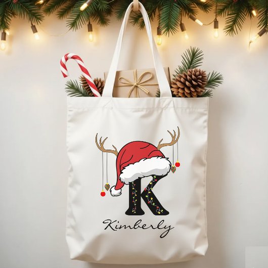 Personalized Santa Monogram Tote Bag for Friends トートバッグ