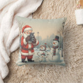 Personalized Santa Photographer & Snowman Selfie  クッション (ブランケット)