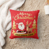 Personalized Santa Reindeer Christmas Pillow クッション (ブランケット)