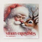 Personalized Santa Rudolph Christmas Kids Holiday  ジグソーパズル (縦)