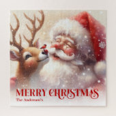 Personalized Santa Rudolph Christmas Kids Holiday  ジグソーパズル (縦)