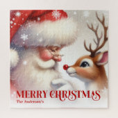 Personalized Santa Rudolph Holiday Kids Puzzle Gif ジグソーパズル (縦)
