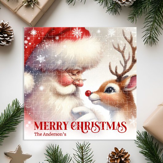 Personalized Santa Rudolph Holiday Kids Puzzle Gif ジグソーパズル