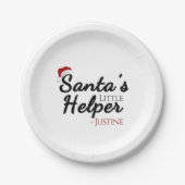 Personalized Santa’s Little Helper, Kids Christmas ペーパープレート (正面)
