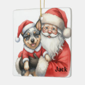 Personalized Santa with Australian Cattle Dog セラミックオーナメント (左)