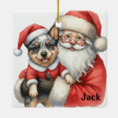 Personalized Santa with Australian Cattle Dog セラミックオーナメント (裏面)