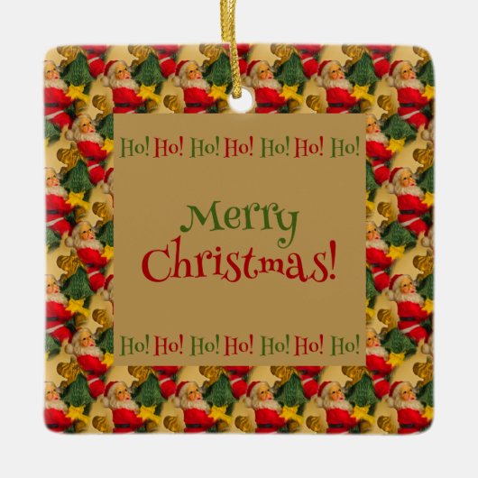 Personalized Santa's Christmas Greetings セラミックオーナメント (正面)