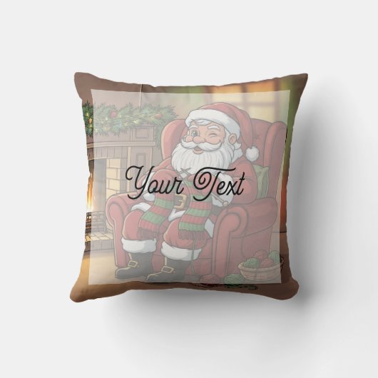 Personalized "Santa's Cozy Knitting Nook" クッション (裏面)