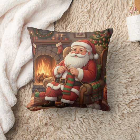 Personalized "Santa's Cozy Knitting Nook" クッション (ブランケット)