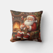 Personalized "Santa's Cozy Knitting Nook" クッション (正面)