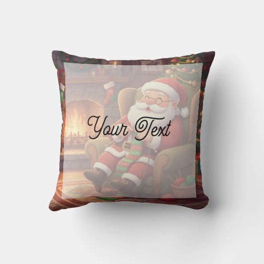 Personalized "Santa's Cozy Knitting Nook" クッション (裏面)