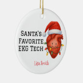 Personalized Santa's EKG Tech セラミックオーナメント (右)