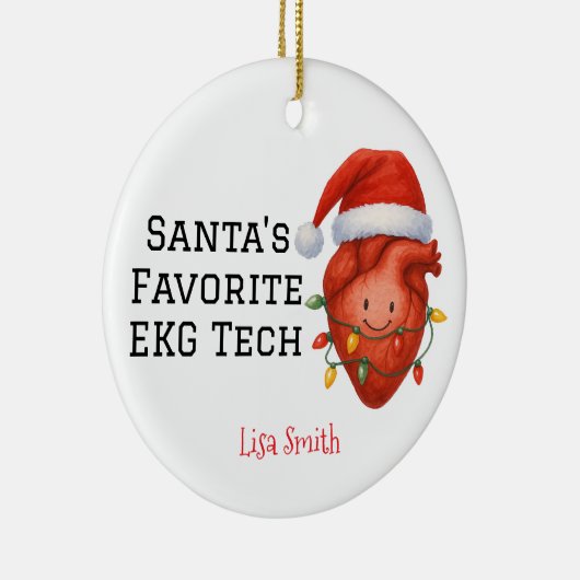 Personalized Santa's EKG Tech  セラミックオーナメント (右)