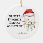 Personalized Santa's Favorite Dental Assistant セラミックオーナメント (裏面)