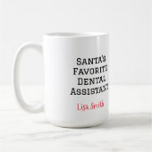Personalized Santa's Favorite Dental Assistant Mug コーヒーマグカップ (左)