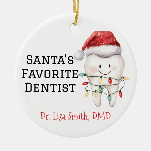 Personalized Santa's Favorite Dentist セラミックオーナメント (正面)