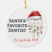 Personalized Santa's Favorite Dentist セラミックオーナメント (裏面)