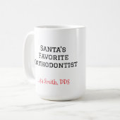 Personalized Santa's Favorite Orthodontist Mug コーヒーマグカップ (正面左)