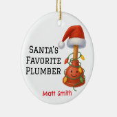 Personalized Santa's Favorite Plumber セラミックオーナメント (右)