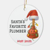 Personalized Santa's Favorite Plumber セラミックオーナメント (左)