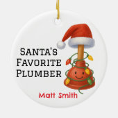 Personalized Santa's Favorite Plumber セラミックオーナメント (裏面)