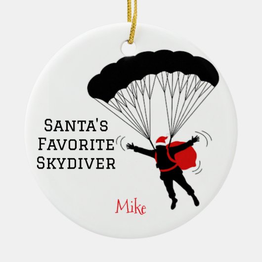 Personalized Santa's Favorite Skydiver セラミックオーナメント (正面)