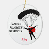 Personalized Santa's Favorite Skydiver セラミックオーナメント (左)