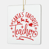 Personalized Santa's Favorite Teacher Christmas セラミックオーナメント (左)