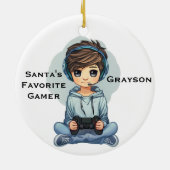Personalized Santa's Favorite Video Gamer セラミックオーナメント (裏面)
