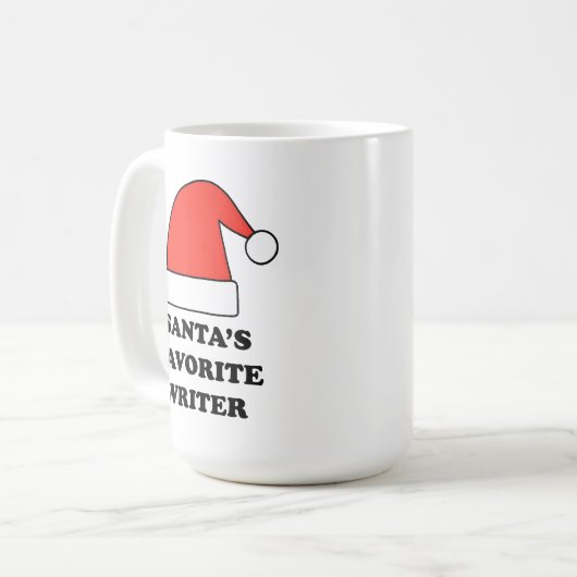 Personalized Santa's Favorite Writer コーヒーマグカップ (正面左)