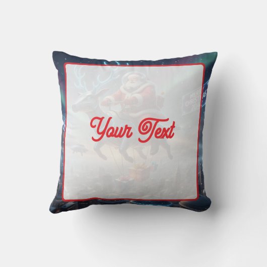 Personalized Santa's High-Tech Delivery Drone クッション (裏面)
