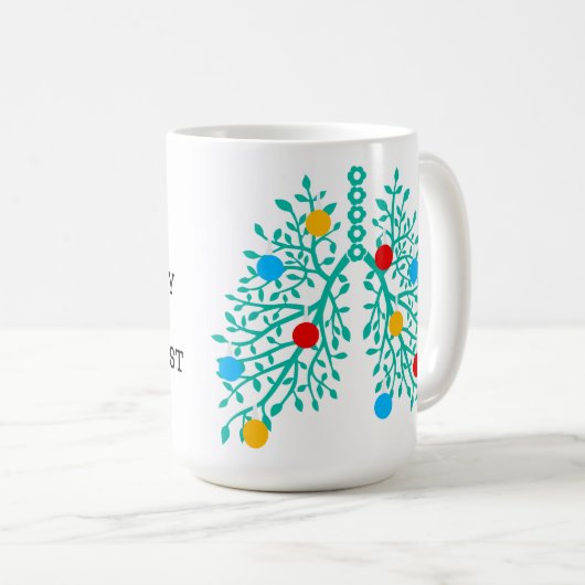 Personalized Santa's Pulmonary technologist コーヒーマグカップ (正面右)